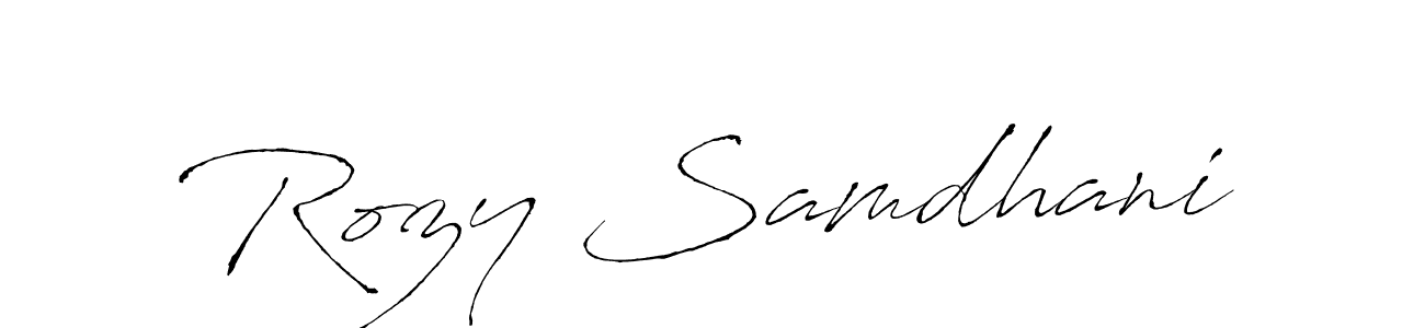 Similarly Antro_Vectra is the best handwritten signature design. Signature creator online .You can use it as an online autograph creator for name Rozy Samdhani. Rozy Samdhani signature style 6 images and pictures png