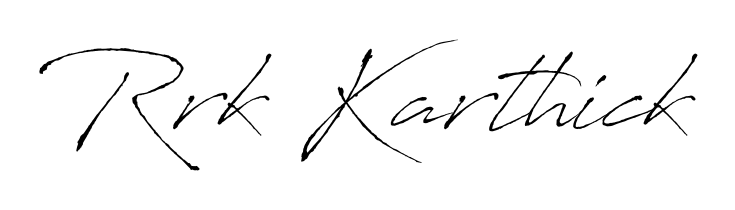 Stand out with a creative autograph for Rrk Karthick. The Antro_Vectra styling blends modern aesthetics with classic signature flourishes. Rrk Karthick signature style 6 images and pictures png