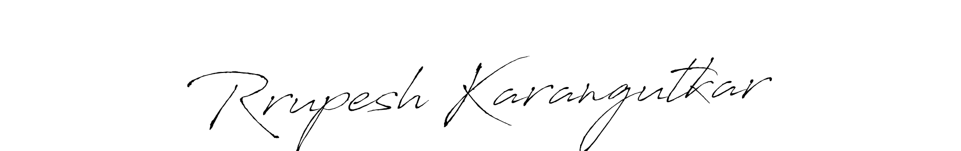 Antro_Vectra is a professional signature style that is perfect for those who want to add a touch of class to their signature. It is also a great choice for those who want to make their signature more unique. Get Rrupesh Karangutkar name to fancy signature for free. Rrupesh Karangutkar signature style 6 images and pictures png