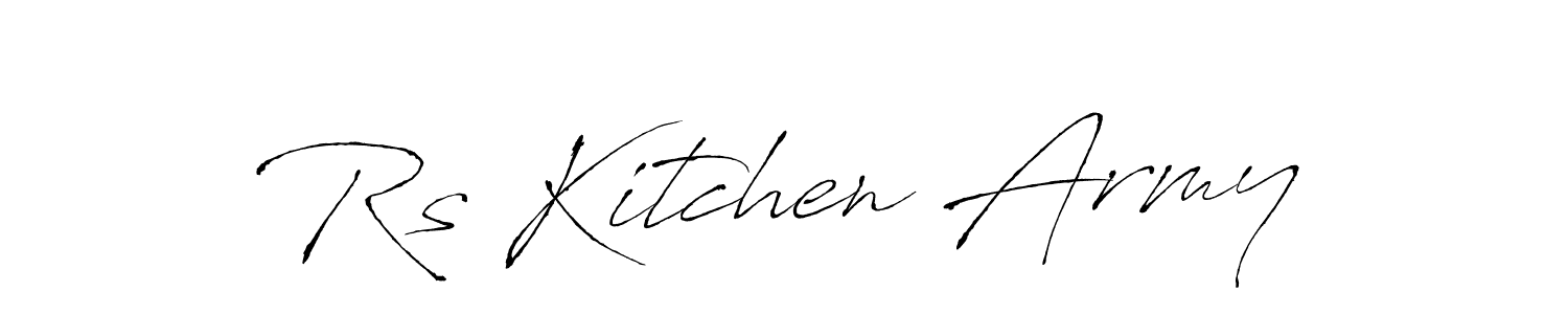 Use a signature maker to create a handwritten signature online. With this signature software, you can design (Antro_Vectra) your own signature for name Rs Kitchen Army. Rs Kitchen Army signature style 6 images and pictures png