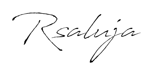 A timeless handwritten aesthetic for Rsaluja. The Antro_Vectra font gives your signature a handcrafted feel with natural curves. Rsaluja signature style 6 images and pictures png