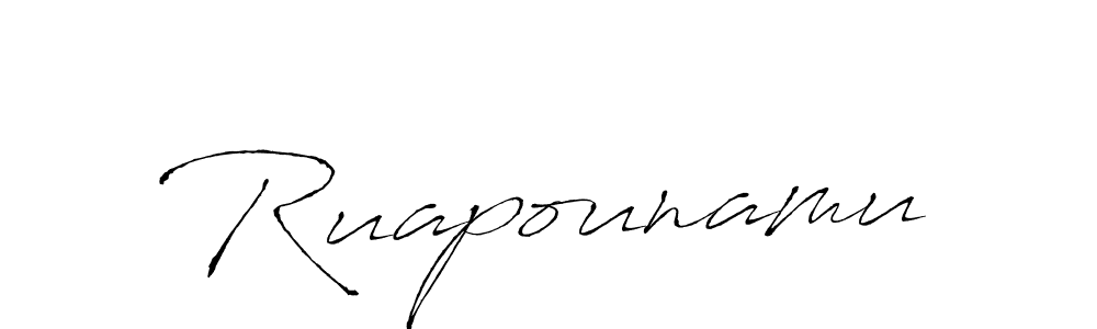 Antro_Vectra is a professional signature style that is perfect for those who want to add a touch of class to their signature. It is also a great choice for those who want to make their signature more unique. Get Ruapounamu name to fancy signature for free. Ruapounamu signature style 6 images and pictures png