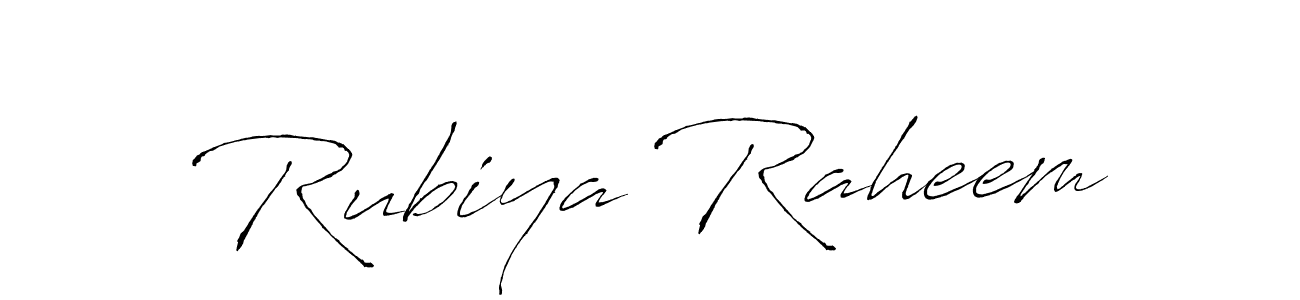 Make a beautiful signature design for name Rubiya Raheem. With this signature (Antro_Vectra) style, you can create a handwritten signature for free. Rubiya Raheem signature style 6 images and pictures png