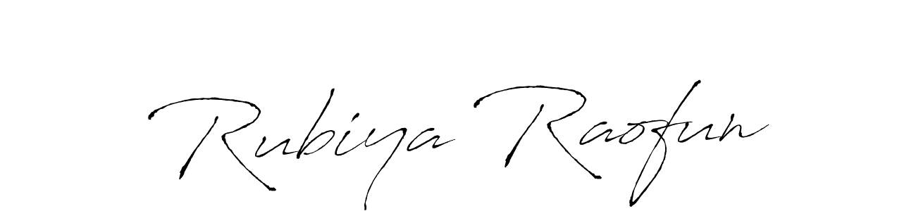 Make a beautiful signature design for name Rubiya Raofun. Use this online signature maker to create a handwritten signature for free. Rubiya Raofun signature style 6 images and pictures png