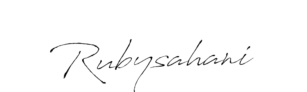 Use a signature maker to create a handwritten signature online. With this signature software, you can design (Antro_Vectra) your own signature for name Rubysahani. Rubysahani signature style 6 images and pictures png