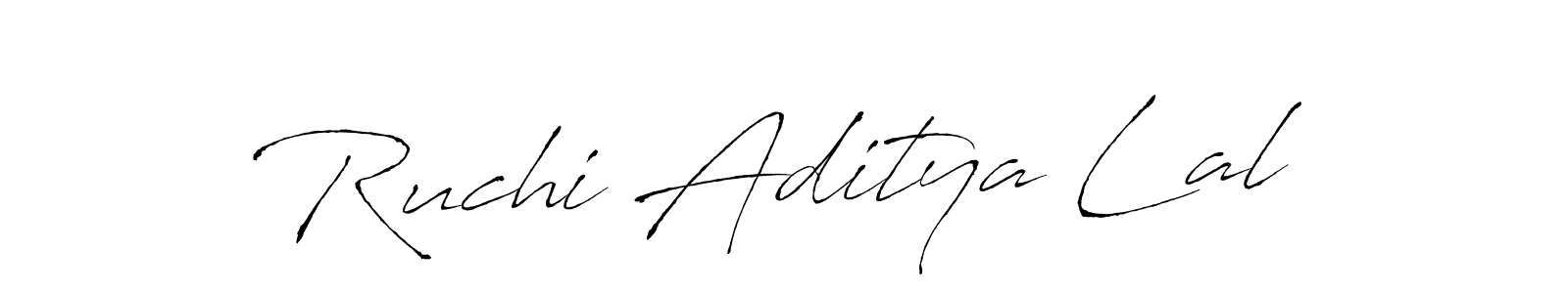 Antro_Vectra is a professional signature style that is perfect for those who want to add a touch of class to their signature. It is also a great choice for those who want to make their signature more unique. Get Ruchi Aditya Lal name to fancy signature for free. Ruchi Aditya Lal signature style 6 images and pictures png