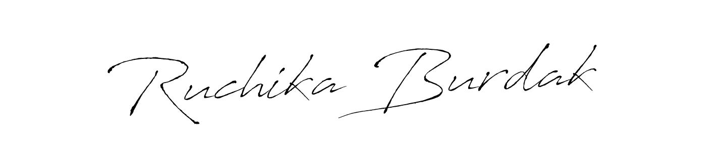 How to make Ruchika Burdak name signature. Use Antro_Vectra style for creating short signs online. This is the latest handwritten sign. Ruchika Burdak signature style 6 images and pictures png