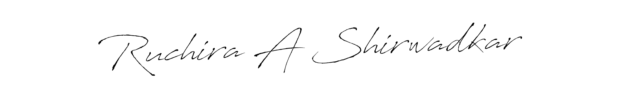 The best way (Antro_Vectra) to make a short signature is to pick only two or three words in your name. The name Ruchira A Shirwadkar include a total of six letters. For converting this name. Ruchira A Shirwadkar signature style 6 images and pictures png