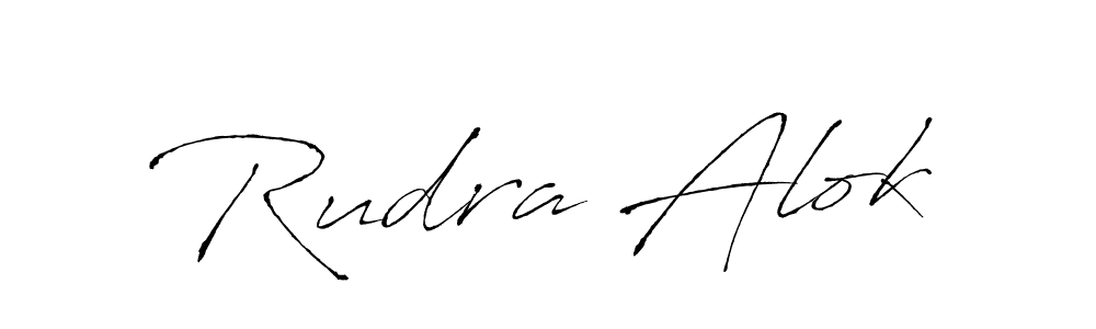 How to make Rudra Alok name signature. Use Antro_Vectra style for creating short signs online. This is the latest handwritten sign. Rudra Alok signature style 6 images and pictures png