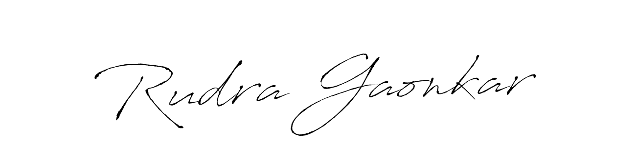 How to make Rudra Gaonkar name signature. Use Antro_Vectra style for creating short signs online. This is the latest handwritten sign. Rudra Gaonkar signature style 6 images and pictures png