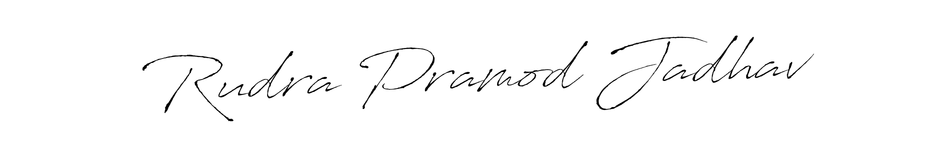 Antro_Vectra is a professional signature style that is perfect for those who want to add a touch of class to their signature. It is also a great choice for those who want to make their signature more unique. Get Rudra Pramod Jadhav name to fancy signature for free. Rudra Pramod Jadhav signature style 6 images and pictures png