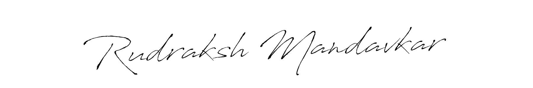 Antro_Vectra is a professional signature style that is perfect for those who want to add a touch of class to their signature. It is also a great choice for those who want to make their signature more unique. Get Rudraksh Mandavkar name to fancy signature for free. Rudraksh Mandavkar signature style 6 images and pictures png