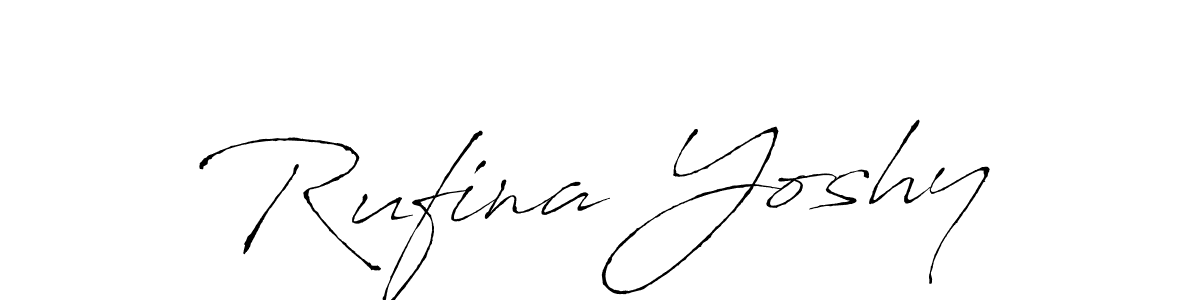How to make Rufina Yoshy name signature. Use Antro_Vectra style for creating short signs online. This is the latest handwritten sign. Rufina Yoshy signature style 6 images and pictures png