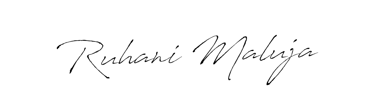 How to make Ruhani Maluja name signature. Use Antro_Vectra style for creating short signs online. This is the latest handwritten sign. Ruhani Maluja signature style 6 images and pictures png