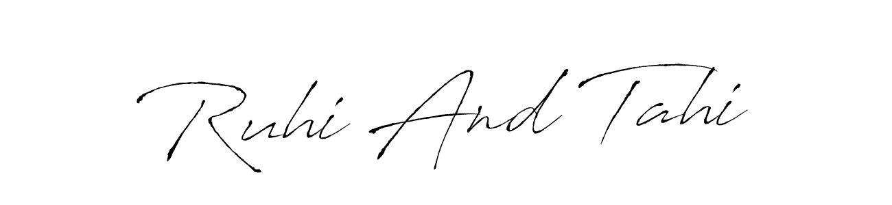 The best way (Antro_Vectra) to make a short signature is to pick only two or three words in your name. The name Ruhi And Tahi include a total of six letters. For converting this name. Ruhi And Tahi signature style 6 images and pictures png