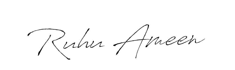 The best way (Antro_Vectra) to make a short signature is to pick only two or three words in your name. The name Ruhu Ameen include a total of six letters. For converting this name. Ruhu Ameen signature style 6 images and pictures png