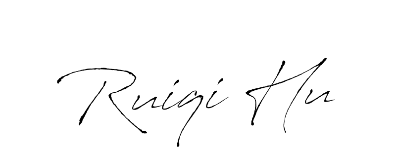 The best way (Antro_Vectra) to make a short signature is to pick only two or three words in your name. The name Ruiqi Hu include a total of six letters. For converting this name. Ruiqi Hu signature style 6 images and pictures png