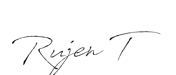 Similarly Antro_Vectra is the best handwritten signature design. Signature creator online .You can use it as an online autograph creator for name Rujen T. Rujen T signature style 6 images and pictures png