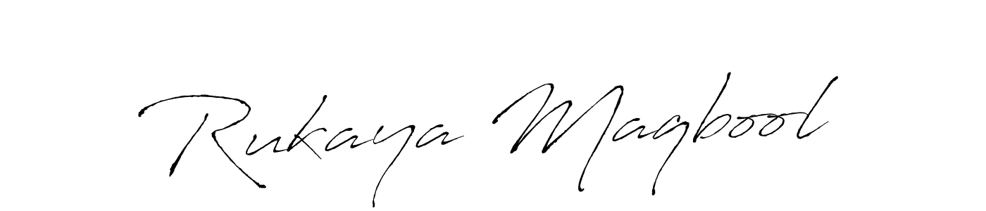 How to make Rukaya Maqbool name signature. Use Antro_Vectra style for creating short signs online. This is the latest handwritten sign. Rukaya Maqbool signature style 6 images and pictures png