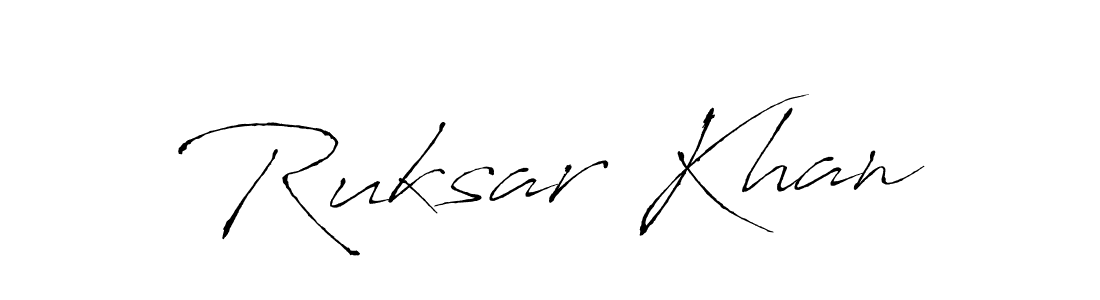 Make a beautiful signature design for name Ruksar Khan. With this signature (Antro_Vectra) style, you can create a handwritten signature for free. Ruksar Khan signature style 6 images and pictures png