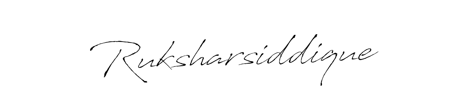 How to make Ruksharsiddique name signature. Use Antro_Vectra style for creating short signs online. This is the latest handwritten sign. Ruksharsiddique signature style 6 images and pictures png