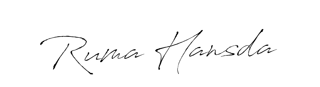 Antro_Vectra is a professional signature style that is perfect for those who want to add a touch of class to their signature. It is also a great choice for those who want to make their signature more unique. Get Ruma Hansda name to fancy signature for free. Ruma Hansda signature style 6 images and pictures png