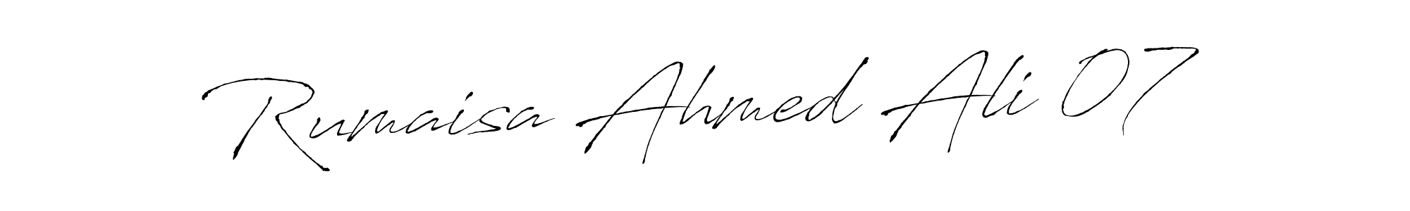 Use a signature maker to create a handwritten signature online. With this signature software, you can design (Antro_Vectra) your own signature for name Rumaisa Ahmed Ali 07. Rumaisa Ahmed Ali 07 signature style 6 images and pictures png