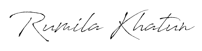 The Antro_Vectra typeface gives name Rumila Khatun a refined look. Suitable for certificates, diplomas, and official verification. Rumila Khatun signature style 6 images and pictures png