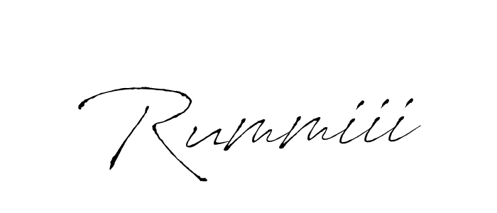 Use a signature maker to create a handwritten signature online. With this signature software, you can design (Antro_Vectra) your own signature for name Rummiii. Rummiii signature style 6 images and pictures png