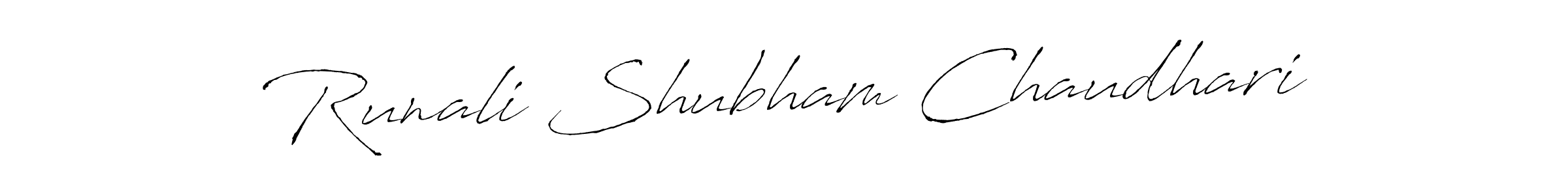Antro_Vectra is a professional signature style that is perfect for those who want to add a touch of class to their signature. It is also a great choice for those who want to make their signature more unique. Get Runali Shubham Chaudhari name to fancy signature for free. Runali Shubham Chaudhari signature style 6 images and pictures png