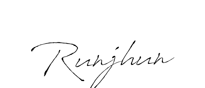 Use a signature maker to create a handwritten signature online. With this signature software, you can design (Antro_Vectra) your own signature for name Runjhun. Runjhun signature style 6 images and pictures png
