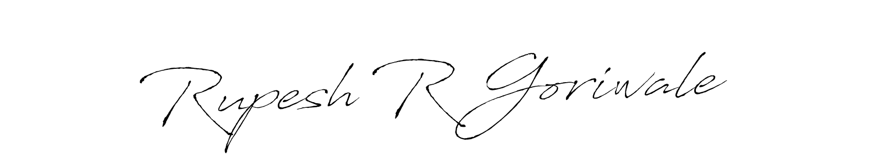 How to make Rupesh R Goriwale name signature. Use Antro_Vectra style for creating short signs online. This is the latest handwritten sign. Rupesh R Goriwale signature style 6 images and pictures png