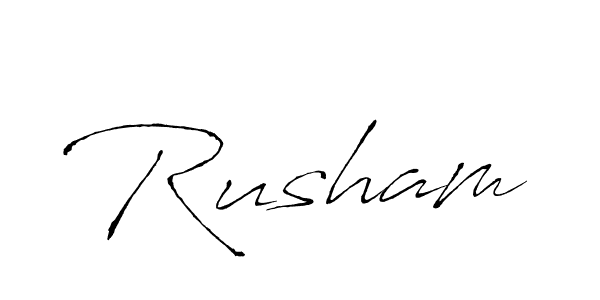 Make a beautiful signature design for name Rusham. With this signature (Antro_Vectra) style, you can create a handwritten signature for free. Rusham signature style 6 images and pictures png