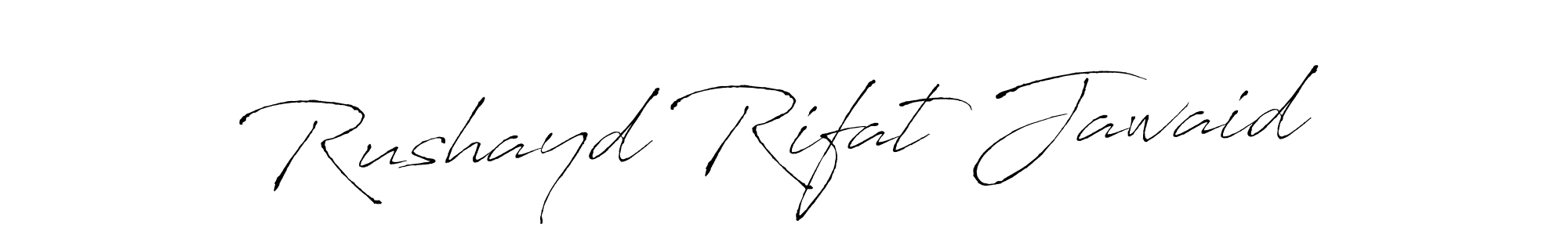 Make a beautiful signature design for name Rushayd Rifat Jawaid. With this signature (Antro_Vectra) style, you can create a handwritten signature for free. Rushayd Rifat Jawaid signature style 6 images and pictures png