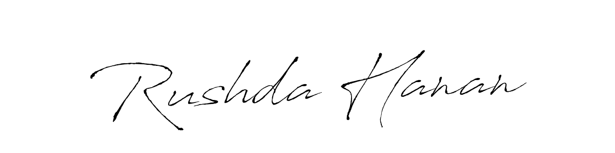 Use a signature maker to create a handwritten signature online. With this signature software, you can design (Antro_Vectra) your own signature for name Rushda Hanan. Rushda Hanan signature style 6 images and pictures png