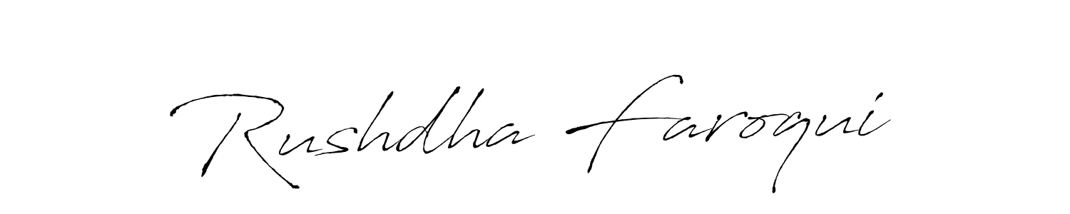 How to make Rushdha Faroqui signature? Antro_Vectra is a professional autograph style. Create handwritten signature for Rushdha Faroqui name. Rushdha Faroqui signature style 6 images and pictures png