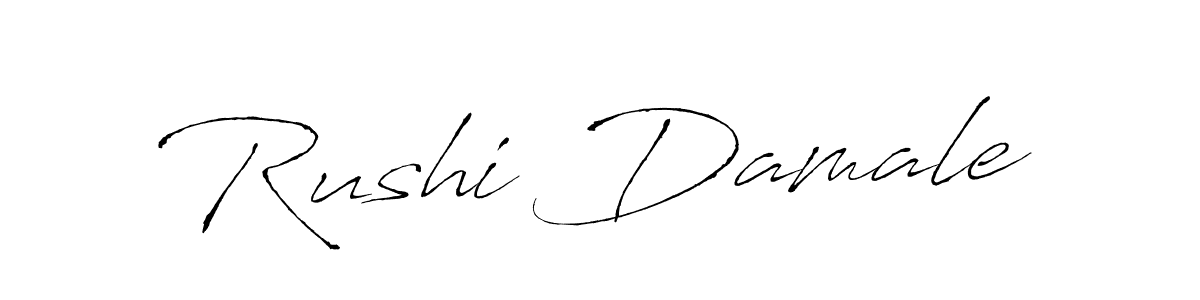 How to make Rushi Damale name signature. Use Antro_Vectra style for creating short signs online. This is the latest handwritten sign. Rushi Damale signature style 6 images and pictures png