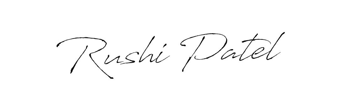 Make a beautiful signature design for name Rushi Patel. With this signature (Antro_Vectra) style, you can create a handwritten signature for free. Rushi Patel signature style 6 images and pictures png