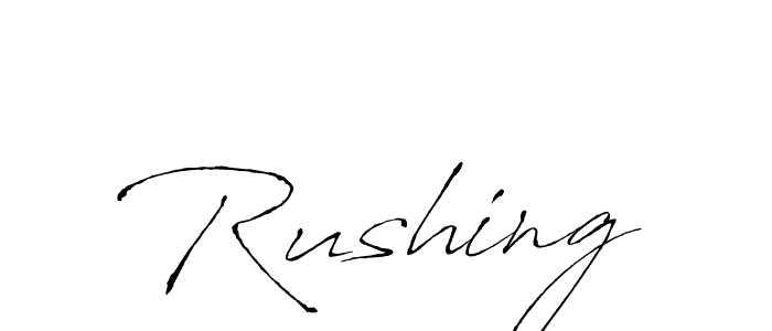 Create a beautiful signature design for name Rushing. With this signature (Antro_Vectra) fonts, you can make a handwritten signature for free. Rushing signature style 6 images and pictures png
