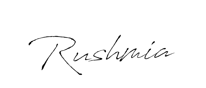 Use a signature maker to create a handwritten signature online. With this signature software, you can design (Antro_Vectra) your own signature for name Rushmia. Rushmia signature style 6 images and pictures png