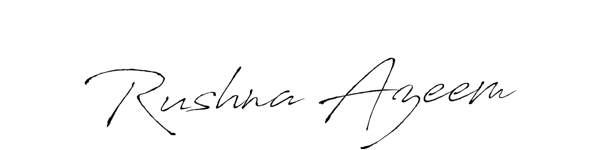 The best way (Antro_Vectra) to make a short signature is to pick only two or three words in your name. The name Rushna Azeem include a total of six letters. For converting this name. Rushna Azeem signature style 6 images and pictures png