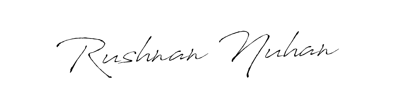 Antro_Vectra is a professional signature style that is perfect for those who want to add a touch of class to their signature. It is also a great choice for those who want to make their signature more unique. Get Rushnan Nuhan name to fancy signature for free. Rushnan Nuhan signature style 6 images and pictures png