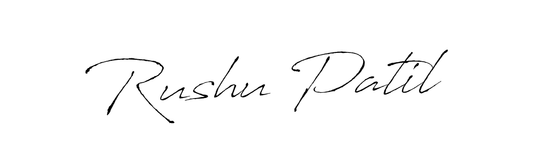 Rushu Patil stylish signature style. Best Handwritten Sign (Antro_Vectra) for my name. Handwritten Signature Collection Ideas for my name Rushu Patil. Rushu Patil signature style 6 images and pictures png