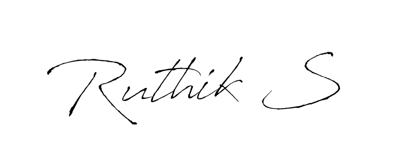 How to make Ruthik S name signature. Use Antro_Vectra style for creating short signs online. This is the latest handwritten sign. Ruthik S signature style 6 images and pictures png