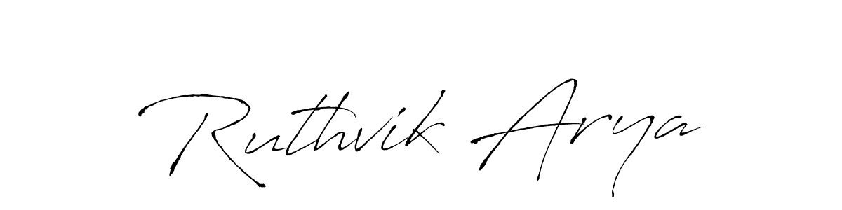 How to make Ruthvik Arya name signature. Use Antro_Vectra style for creating short signs online. This is the latest handwritten sign. Ruthvik Arya signature style 6 images and pictures png