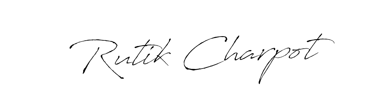 Make a beautiful signature design for name Rutik Charpot. With this signature (Antro_Vectra) style, you can create a handwritten signature for free. Rutik Charpot signature style 6 images and pictures png