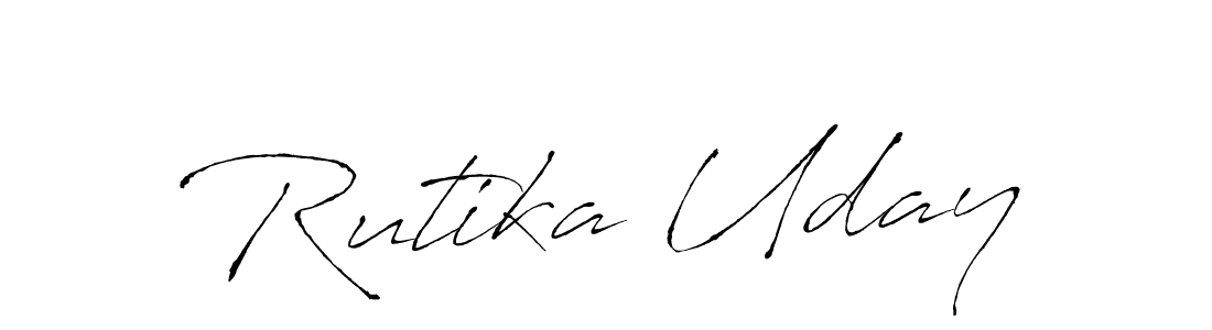 The best way (Antro_Vectra) to make a short signature is to pick only two or three words in your name. The name Rutika Uday include a total of six letters. For converting this name. Rutika Uday signature style 6 images and pictures png