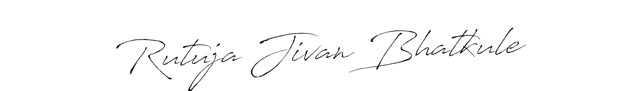How to make Rutuja Jivan Bhatkule name signature. Use Antro_Vectra style for creating short signs online. This is the latest handwritten sign. Rutuja Jivan Bhatkule signature style 6 images and pictures png