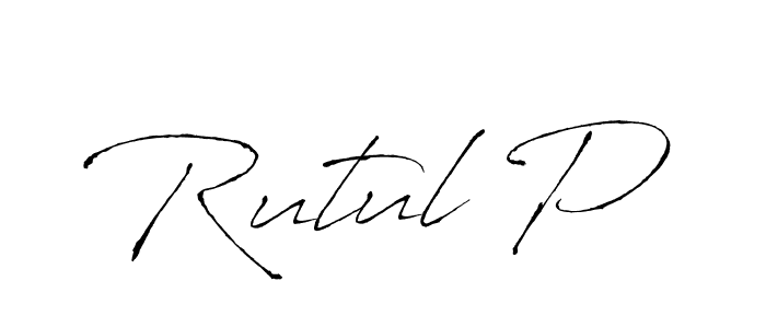 How to make Rutul P name signature. Use Antro_Vectra style for creating short signs online. This is the latest handwritten sign. Rutul P signature style 6 images and pictures png