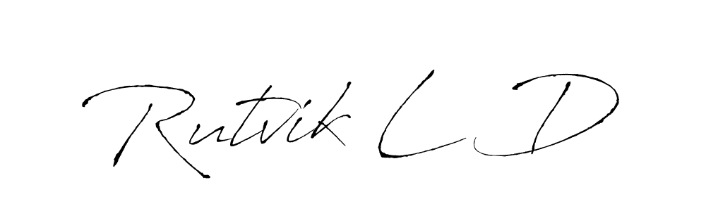 How to make Rutvik L D name signature. Use Antro_Vectra style for creating short signs online. This is the latest handwritten sign. Rutvik L D signature style 6 images and pictures png